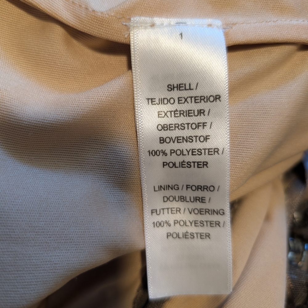Adrianna Papell Taupe Mesh Midi Silver Sequin Embellishment Dress Size 4 - Picture 11 of 11